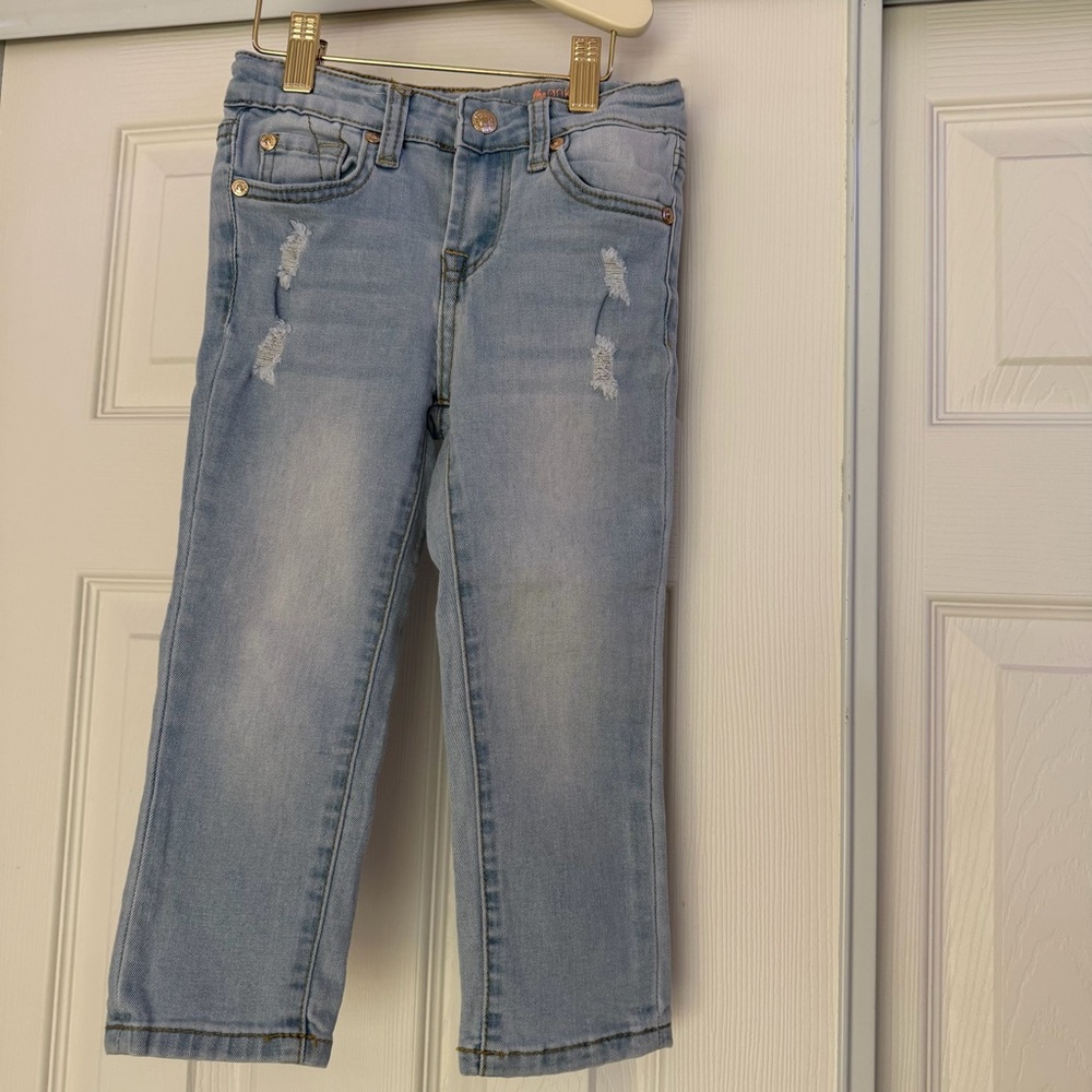 7 For All Mankind Light Blue Distressed Toddler Girls Jeans Size 5